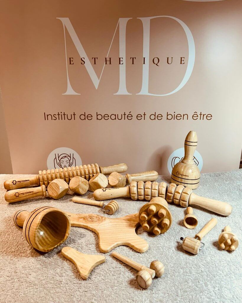 Séance de madérothérapie à l'institut de beauté MD Esthétique à Pont l'Evêque.